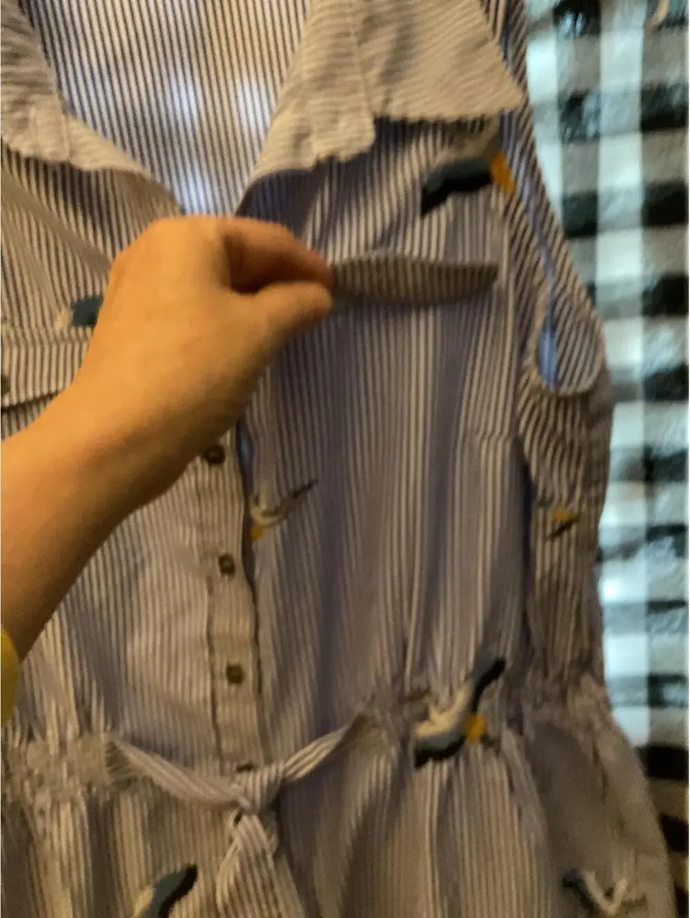 Millennium Blue and White Beachy Coastal  Shirt Dress with Herons  Size XL - Picture 9 of 9